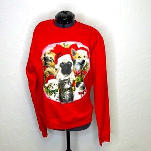 Ugly Christmas Sweater/Sweatshirt With Dogs and Cats with Real Jingle Collars